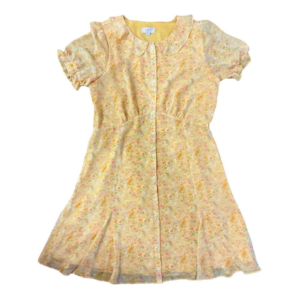 Ann Taylor Loft Outlet Yellow Floral Button up Dress